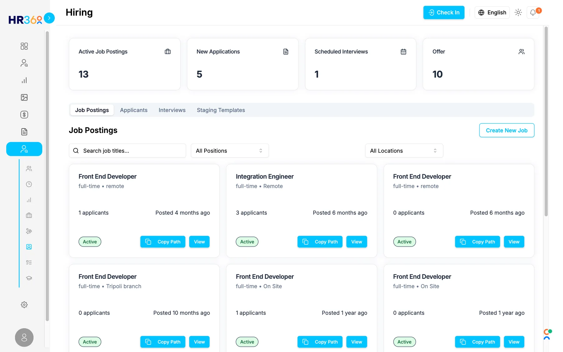 HR360 app hiring and job postings