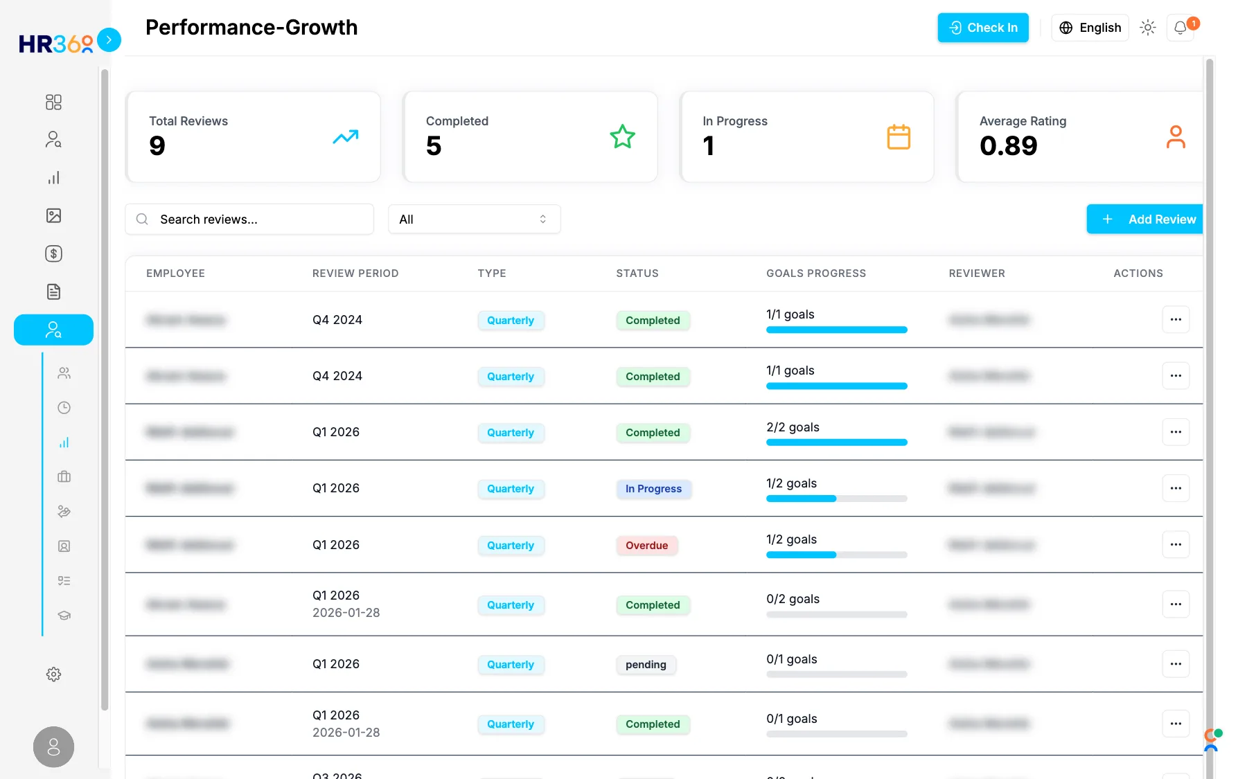 HR360 app performance reviews